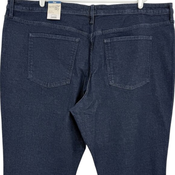 NWT Terra & Sky Women Core Straight High Rise Stretch Navy Denim Jeans Plus 26WP - Picture 4 of 11